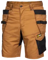 Sorte arbejdstasker med flere lommer, forstærkede syninger, bæltestropper og gul "Worx" logo. Slidstærkt stof, velegnet til krævende opgaver og komfortabel pasform.