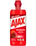 Ajax Mediterranean gulvrens, 1-liters rød flaske, med duft af røde blomster, lover 100% rengøring, glans og friskhed, egnet til flere overflader, miljøvenlig formel.