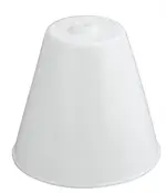 Vit konisk lampskärm i plast med slät yta och ett centralt hål upptill för montering på lampfot eller armatur.