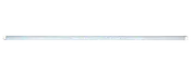 Slank hvid LED-lysbjælke med afrundede ender og langt, smalt rektangulært design.