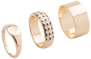 Ring harlekin og stjerne 3 stk. - guld