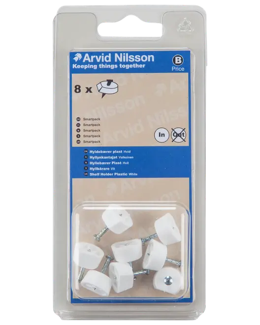 HYLLBÄRARE PLAST VIT 8 ST