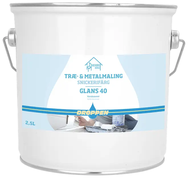 Droppen Træ- og metalmaling 2,5 L glans 40 - hvid