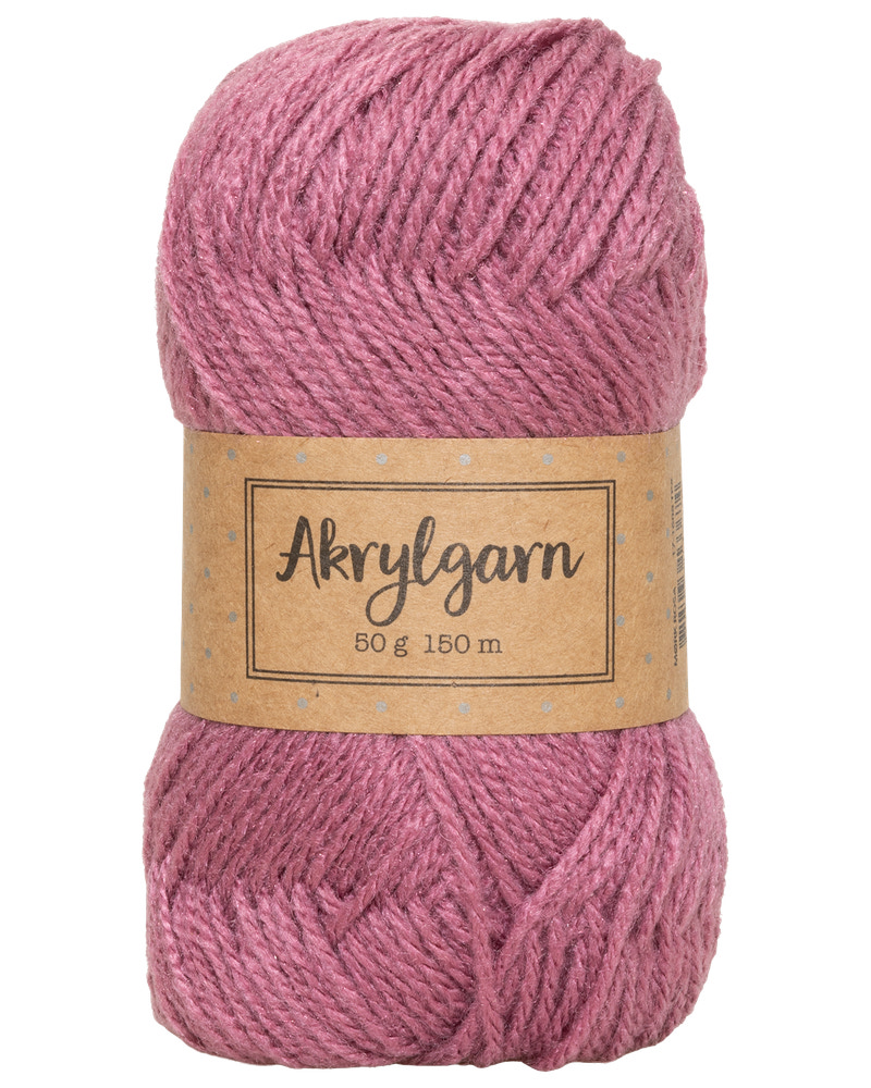 Akrylgarn 50 g - mørk rosa