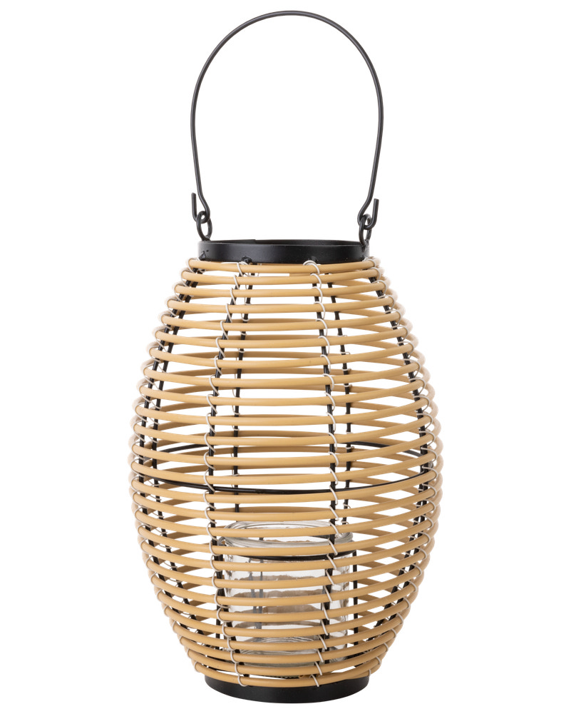 SJÖBO Lanterne med glasindsats H. 40 cm - rattan