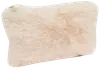 Rektangulær beige pung med lynlås, lavet af blødt, plysset kunstpels. Velegnet til kosmetik eller småting. Har en gylden lynlås foroven for sikker lukning.