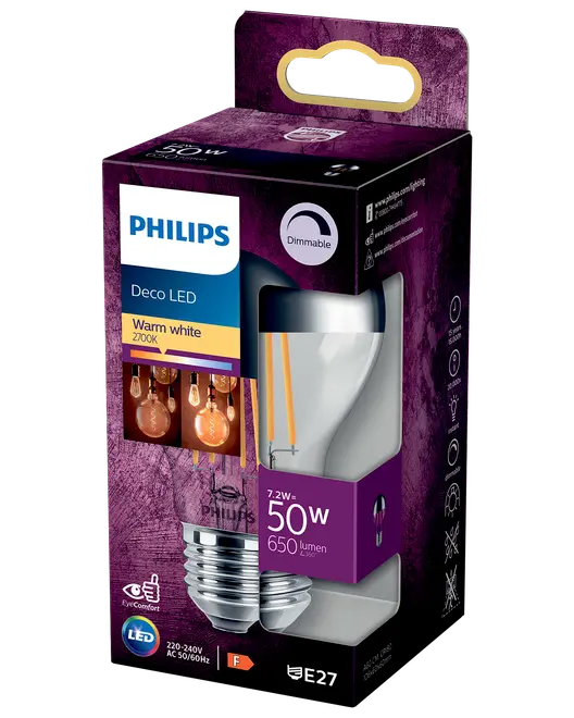 PHILIPS 7,2W E27 dimbar spegelkåpa