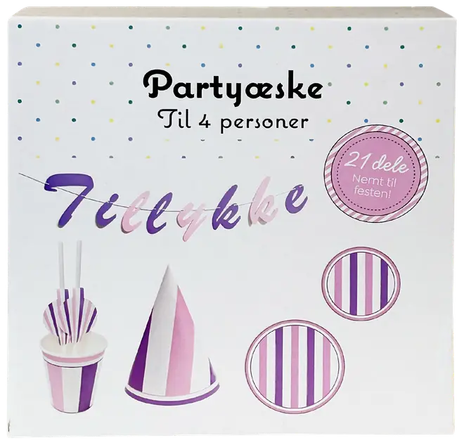 Partyæske til 4 personer - lilla