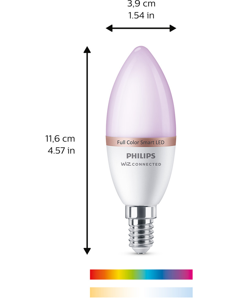 PHILIPS Smart LED-pære 4,9W E14 C37 - Full color