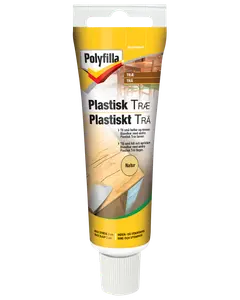 Polyfilla Plastisk Træ fyldemasse, naturfarve, til udfyldning af små huller og revner i træ. Til indendørs og udendørs brug. Maksimal dybde 2 cm.