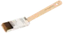 Rektangulär pensel med ljust trähandtag, bruna syntetborst och upphängningshål. Borsten skyddas av ett pappersskydd. Märket 'Sagacolor' tryckt på handtaget.