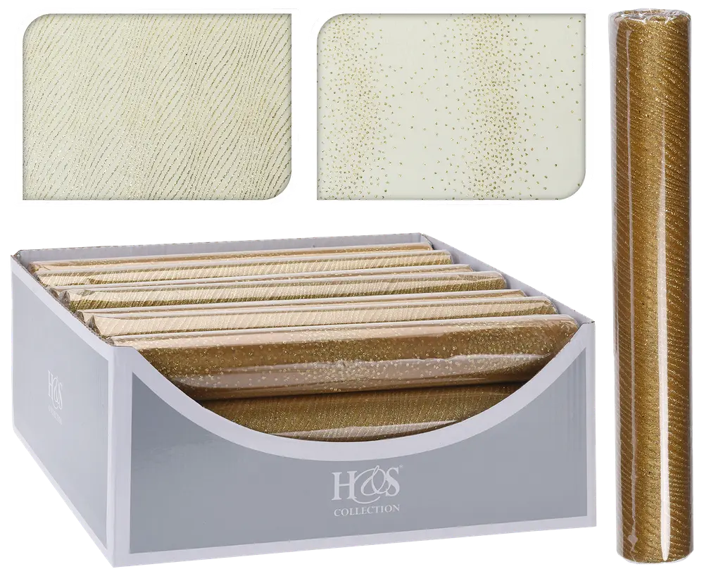 Bordslöpare 30 x 500 cm - guld - olika mönster