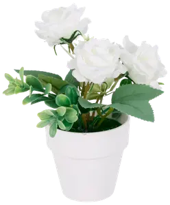 Kunstig rose i potte - 14 cm