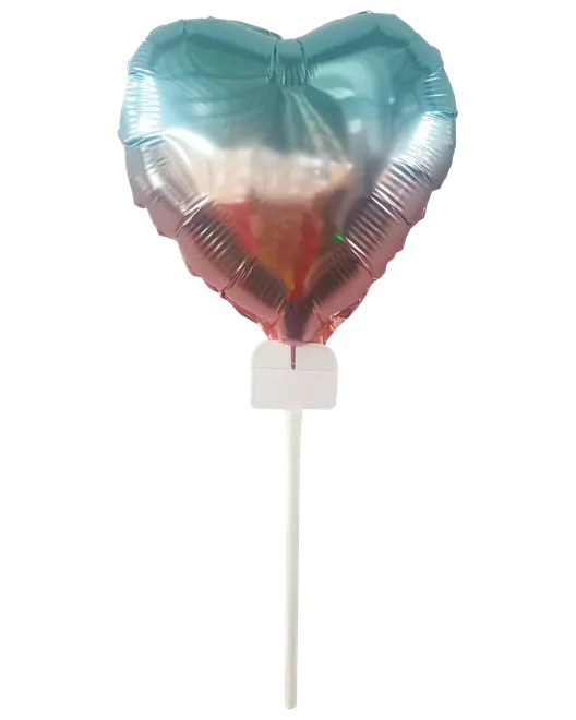 Folieballon mini med pind - Hjerte