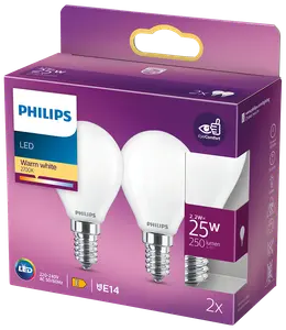 PHILIPS LED-pære 2,2W E14 P45 2-pak