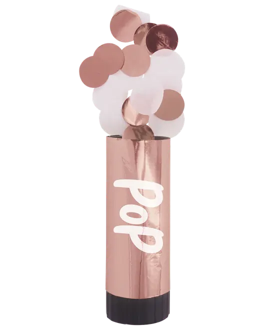 Konfettirør rosa/guld 3-pak