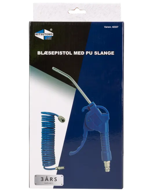 Blåspistol med PU-spiralslang - blå