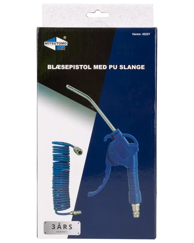 Blåspistol med PU-spiralslang - blå
