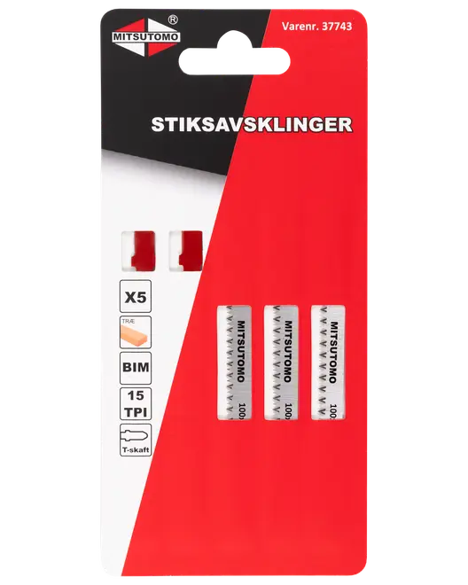 Mitsutomo sticksågblad trä 15T 5 st.