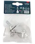Transparent bordhjul med metalbeslag og gevindstang, 50 mm hjuldiameter, passer til bordben 30 mm, 24-24 mm, maks. belastning 45 kg. Pakket i klar plast.