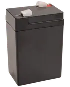Rektangulær, forseglet blybatteri med sort kabinet og to topterminaler. Velegnet til backup-strøm, alarmer eller små elektronik. Kompakt og vedligeholdelsesfri konstruktion.