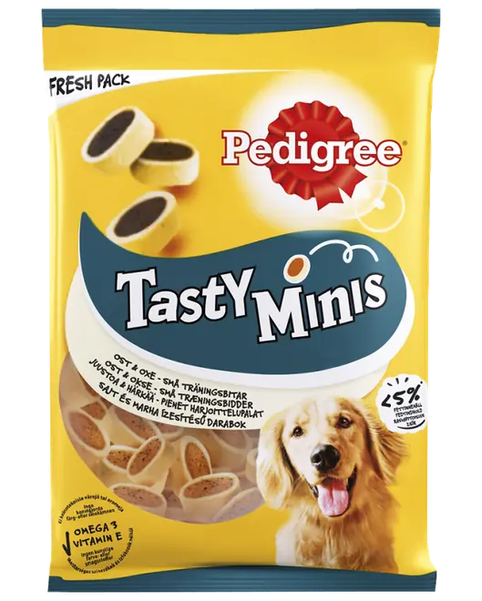 Pedigree Tasty Minis med ost og okse 140 g