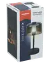 Moderne bordlampe med sort base og røgfarvet glas. Har koldt og varmt hvidt lys, tre lysindstillinger, dæmpbar, USB-C opladning og tap-lys funktion. Velegnet til hjemmet.