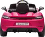 Pink Porsche Spyder RS elbil til børn, set bagfra. Realistiske detaljer, dobbelte udstødninger, sort sæde, instrumentbræt, sidespejle og sporty design. Velegnet til børn.