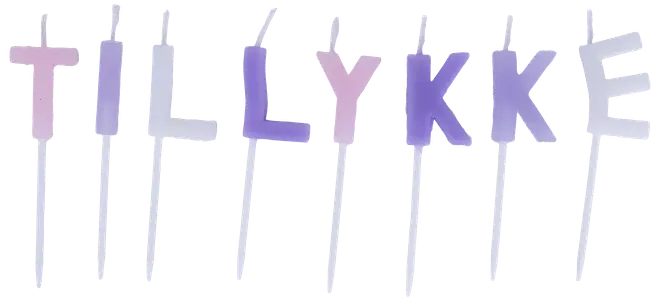 Kagelys Tillykke - Lilla, hvid og Lyserød