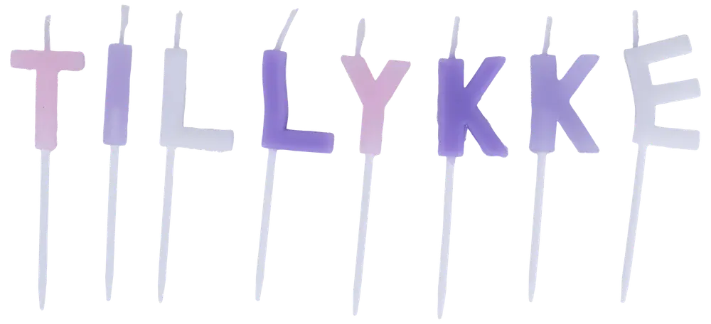 Kagelys Tillykke - Lilla, hvid og Lyserød