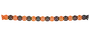 Sort og orange Halloween-perlekæde med gentagne græskarformede perler og små afstandsperler.
