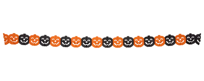 Sort og orange Halloween-perlekæde med gentagne græskarformede perler og små afstandsperler.
