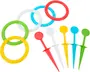 Farverigt ringspil med seks plastikkast-ringe og seks spyd i forskellige farver. Spyddene har pointtal, velegnet til udendørs eller indendørs leg.