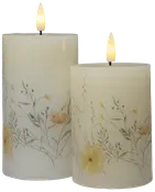 LED-vokslys 2-pak - blomstermotiv