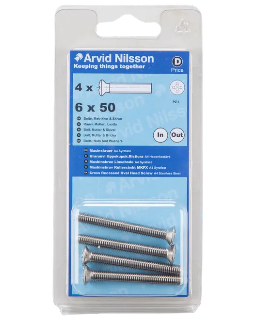 MASKINSKRUV A4 LH M6X50 4 ST