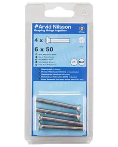 Arvid Nilsson Maskinskrue A4 LH M6 x 50 mm 4-pak