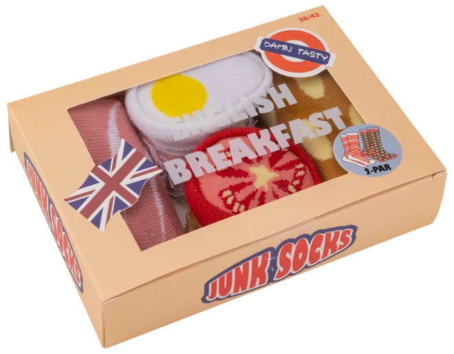 Sokker med madmotiver, English Breakfast 2-pak