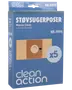 Förpackning med Clean Action Wasco Clean dammsugarpåsar, modell NR.4994, innehåller 5 papperspåsar med plastkrage, passar utvalda dammsugarmodeller. Blå förpackning med produktbild.
