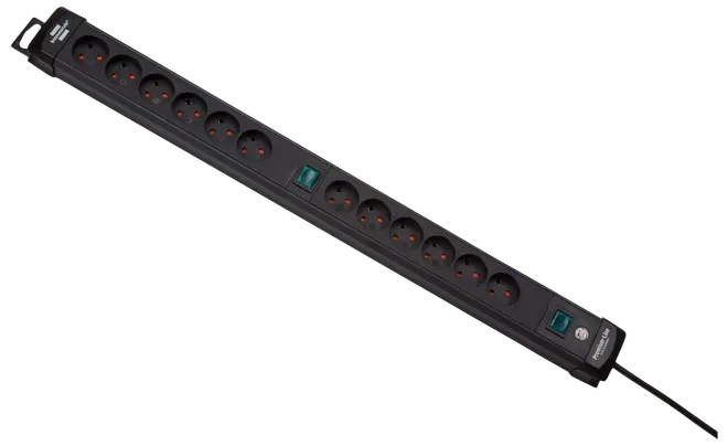 Stikdåse 2 x 6 udtag - sort