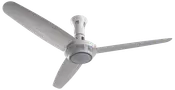 Hvid loftventilator med tre aerodynamiske blade, moderne design og central motorenhed. Velegnet til hjem eller kontor, giver effektiv luftcirkulation og støjsvag drift.