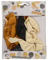 Ballonger guld/svart/vit 10 st