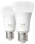 To Philips Hue White Ambiance 1100 LED-pærer med E27 fatning, elegant hvidt design og justerbar hvid belysning til fleksibel hjemmebelysning.