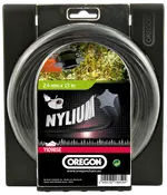 Oregon Nylium trimmertråd, 2,4 mm i diameter, 15 meter lang, egnet til græstrimmere. Leveres i rund plastbeholder for nem opbevaring og brug.