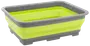 Rektangulær sammenklappelig opbevaringsboks i limegrøn med grå kant, lavet af holdbar plast og silikone. Perfekt til opbevaring eller transport, let og nem at gemme væk.