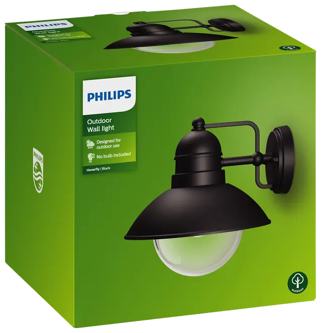 PHILIPS Væglampe Hoverfly E27 - sort