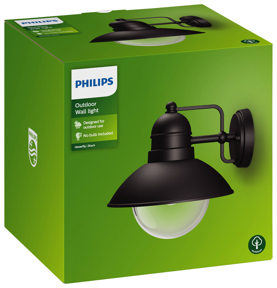 PHILIPS Væglampe Hoverfly E27 - sort