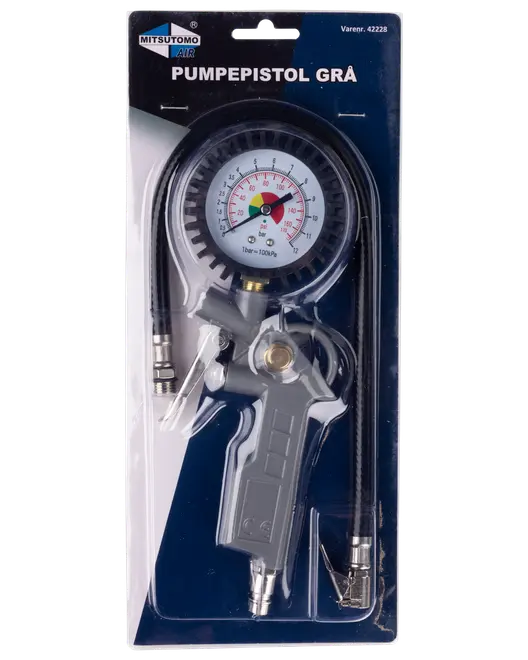 Luftpåfyllare med manometer - grå
