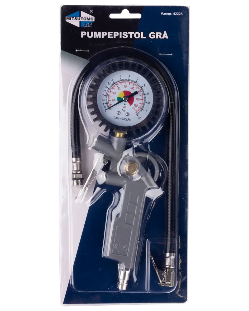 Luftpåfyllare med manometer - grå