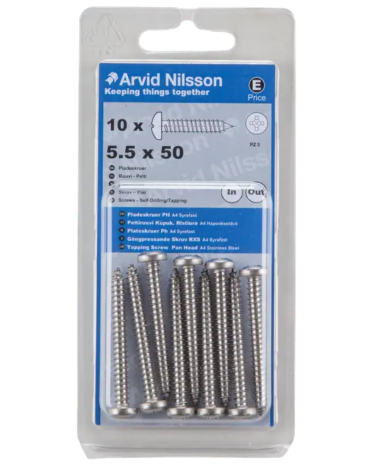 Plåtskruv A4 5,5x50 10 st