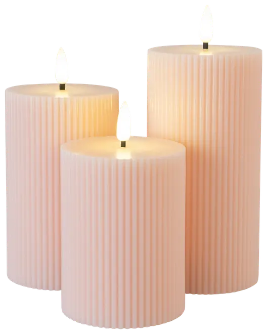 Led-Ljus Räfflade Rosa 3-Pack